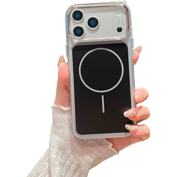 Simple Plating Magnetic Phone Case for iPhone, Compatible with (Black,for iPhone 17 Pro Max)