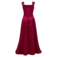 thumbnail image 6 of Yartina Junior Bridesmaid for Teens Ruched Long Maxi A Line Split Satin Flower Girl Formal Gown for Wedding Burgundy 8, 6 of 7
