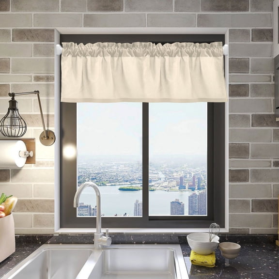 Cream Valance Curtains Rod Pocket for Kitchen Living Room Windows Farmhouse Decor 54x18