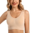 thumbnail image 5 of Valcatch 3 Pack Sports Bras for Women Seamless Wirefree Comfort Back Smoothing Underwear with Pads Push up Bra Plus Size(Beige,5XL), 5 of 7