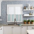 thumbnail image 6 of Half Window Curtains 24 Inches Long, Aqua Gray Stripes Window Treatment Curtain Drapes, Minimalist Gradient Lines Aesthetic Short Curtains Tiers for Kitchen Over Sink, 27.5"x24", 2 Panels, 6 of 7