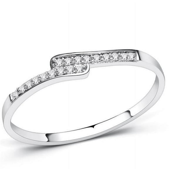 Alamode TS077-5 Women Rhodium 925 Sterling Silver Ring with AAA Grade CZ in Clear - Size 5
