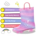 thumbnail image 2 of FUNCOO PLUS Toddler Kids Rain Boots Girls Light Up Waterproof Boots with Handles, Pinkish Purple, Size 12, 2 of 7