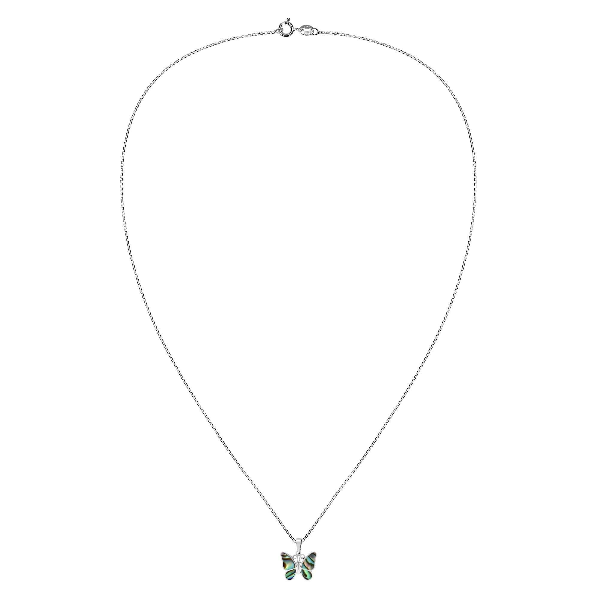 AeraVida Tropical Colors Loving Ocean Butterfly Abalone Seashell Sterling Silver Pendant Chain Necklace Cute and Trendy Jewelry Gifts for Female