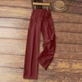thumbnail image 4 of BRGZLK Women's Wide Leg Linen Pants Solid Color Drawstring Pleated Casual Soft Comfy Cotton Linen Long Pants with Pocket Wine S, 4 of 5