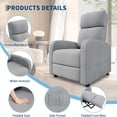 thumbnail image 3 of Ourlova Adult Recliner Small Lazy Recliner Adjustable Single Sofa With Side Pockets High Back Wide Armrests And Padded Seat Light Gray, 3 of 6