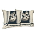 thumbnail image 2 of Ambesonne Cat Throw Pillow Cover Pack of 2, Are You Poopin' Retro Funny, 2 Pcs-28"x28", Dark Blue Ivory, 2 of 5