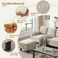 thumbnail image 6 of Jarenie Versatile 4-Seat L-Shaped Sectional Sofa with Reversible Storage Ottoman & Side Pockets – Perfect for Living Room, Office, or Apartment Beige, 6 of 11