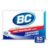 BC Powder Original Strength Pain Reliever, Aspirin Dissolve Packs, 50 Count