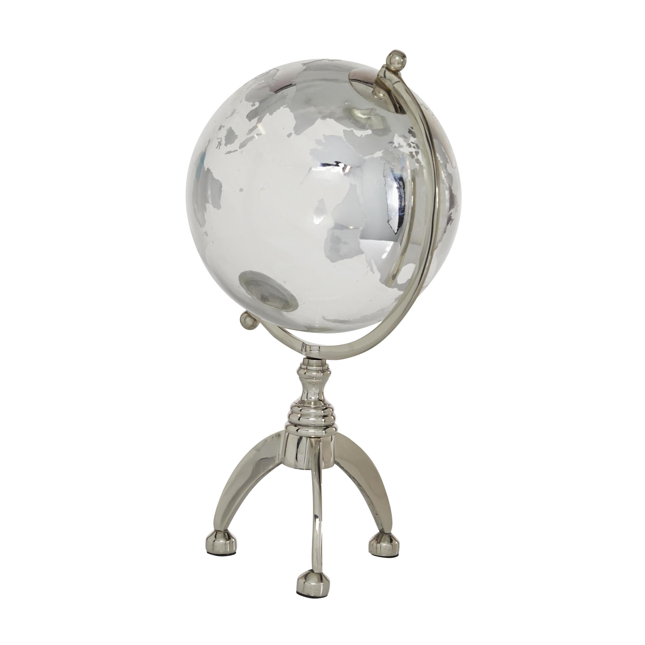 DecMode 9" Silver Globe with Glass Continents