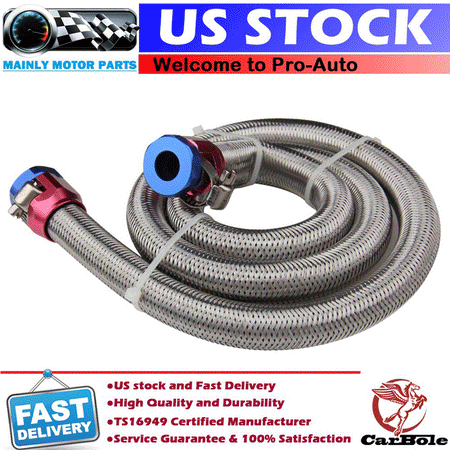 CarBole Universal Stainless Steel Braid Fuel System Line  3  X 3/8  Clamp-in Sleeving Kit Solid Fuel Hose  Cuttable  No Leaking (HSK1008-1526)
