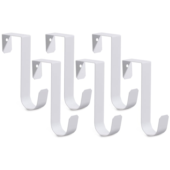 Romeda 6 Pack Over The Door Hooks, Sturdy Metal Single Over Door Hooks, White Door Hanger Hook Door Hooks for Hanging, Towels, Clothes, Bathroom, Hold Up to 7Lbs