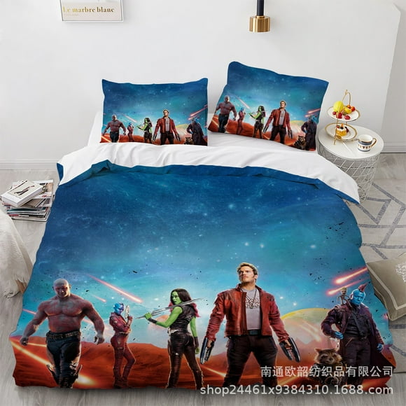 Guardians Of The Galaxy Bedding Quilt Cover, Three-Piece Set, Soft Microfiber, 3D Printed Duvet Cover-Youyoupin