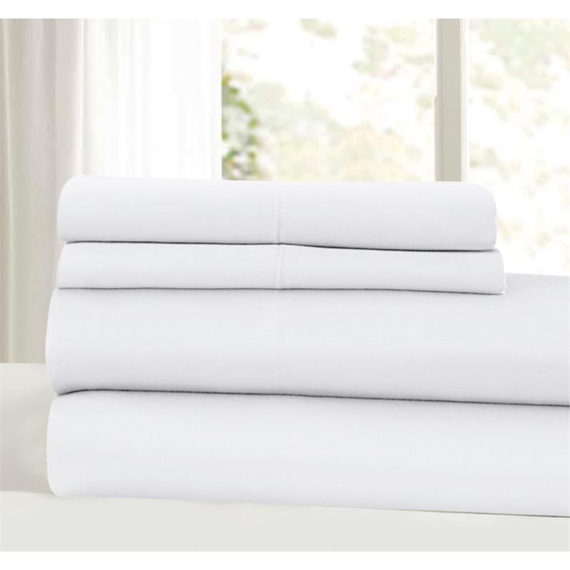 4pc Bamboo Sheet Set Solid White Queen