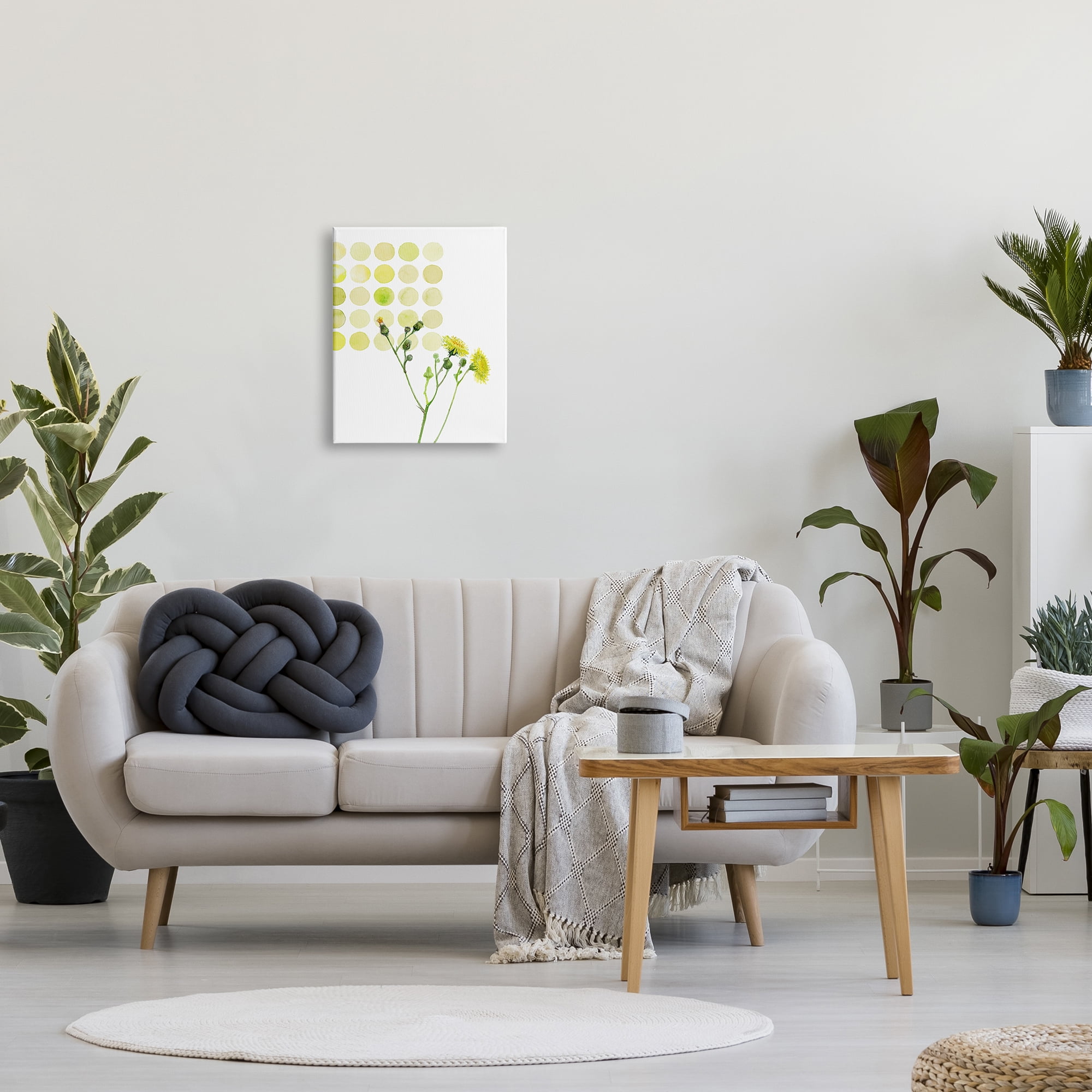 Stupell Industries Dandelion Flowers under Abstract Summer Circles Floral Painting, 16 x 20, Design by Verbrugge Watercolor