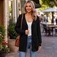thumbnail image 6 of QUALFORT Cardigan Sweaters for Women, 100% Cotton V Neck Cardigan, Button Front Knit Sweater with Pockets, Long Sleeve Relaxed Fit, Black L, 6 of 8