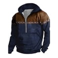 thumbnail image 2 of Mens Western Aztec Navajo Print Quarter Zip Hoodie Heavyweight Fleece Lined Muscle Fit Long Sleeve Pullover Sweatshirt Kangaroo Pocket Drawstring Hood Warm Fall Winter Streetwear Dark Blue M, 2 of 4
