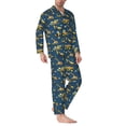 thumbnail image 2 of Susaid Modern Excavator Print Men's Long Sleeve Pajama Set, Two-Piece Button-Down Loungewear PJs Set, Comfortable Sleepwear for Relaxation-Large, 2 of 7