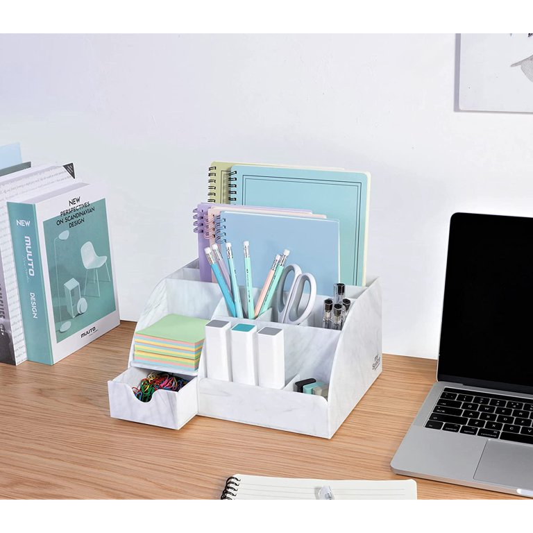 Paper Desk Accessories - White Marble, Desk Decor