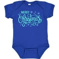 thumbnail image 3 of Inktastic Merry Christmas Hand Lettering with Snowflakes in Teal Boys or Girls Baby Bodysuit, 3 of 5