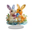 thumbnail image 1 of Adorno de mesa de conejo de Pascua, panel acrílico, decoración navideña para el hogar, regalo, estatua de conejo, figura coleccionable para fiesta,, 1 of 8
