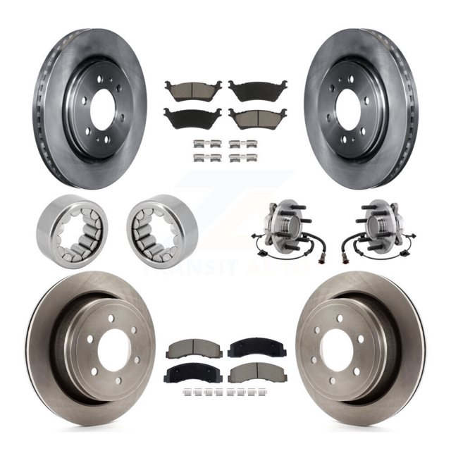 Transit Auto Ensemble de Roulement de Moyeu avant Arrière Rotor de Frein à Disque et Coussin Céramique (10 Pcs) pour Voiture 2018-2020 Ford F-150 RWD avec Stationnement Manuel - Côté Gauche Droit (Conducteur Passager) KBB-129762