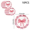 thumbnail image 3 of Bow Pattern Disposable Paper Plates, 10Pcs Themed Dinner Plates for Birthday and Bridal Parties, Decorative Tableware for Celebrations(B,9"), 3 of 6