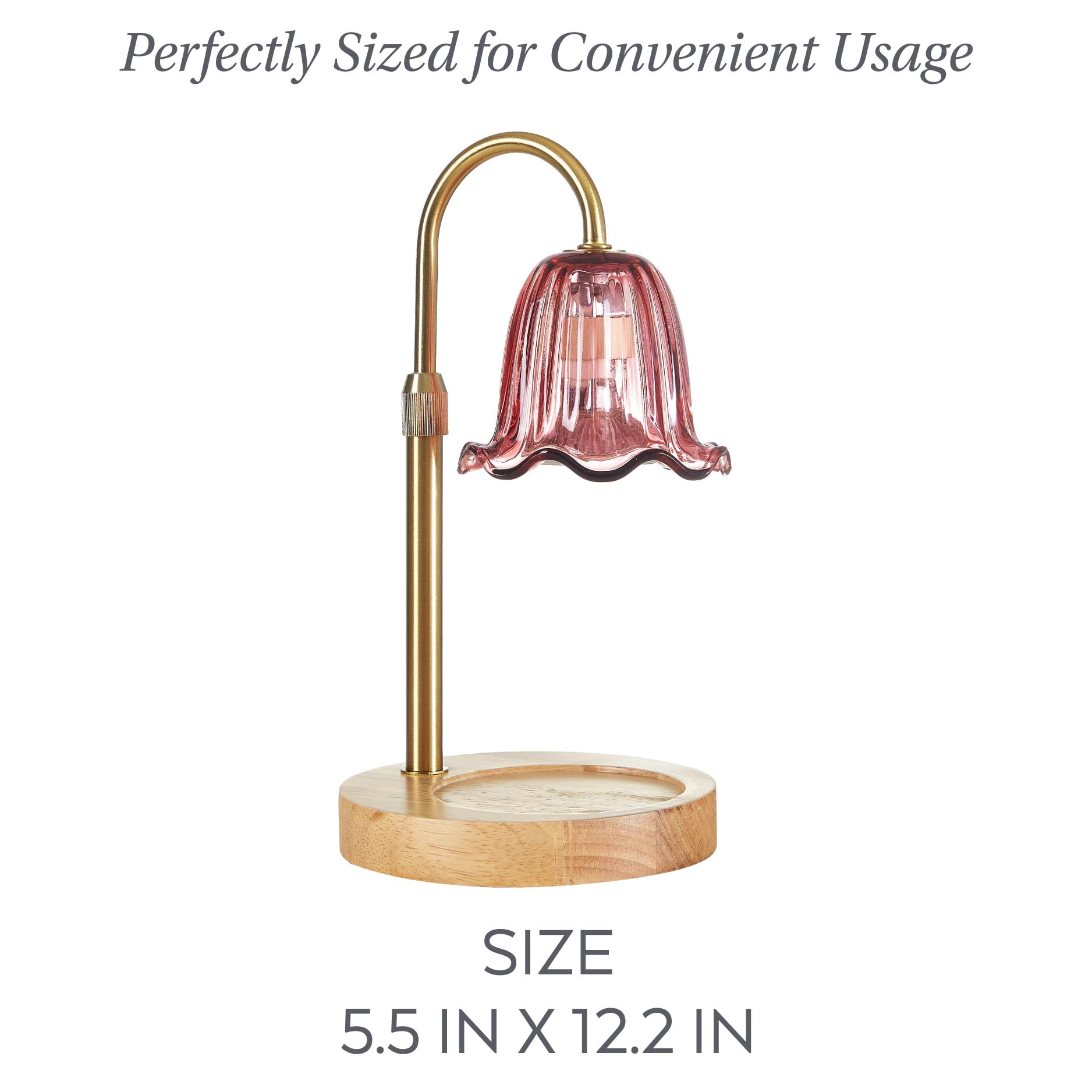 Stylehouse Home Decor Collection Pink Flower Glass Shaded Candle Warmer Lamp with Adjustable Dimmer and Timer