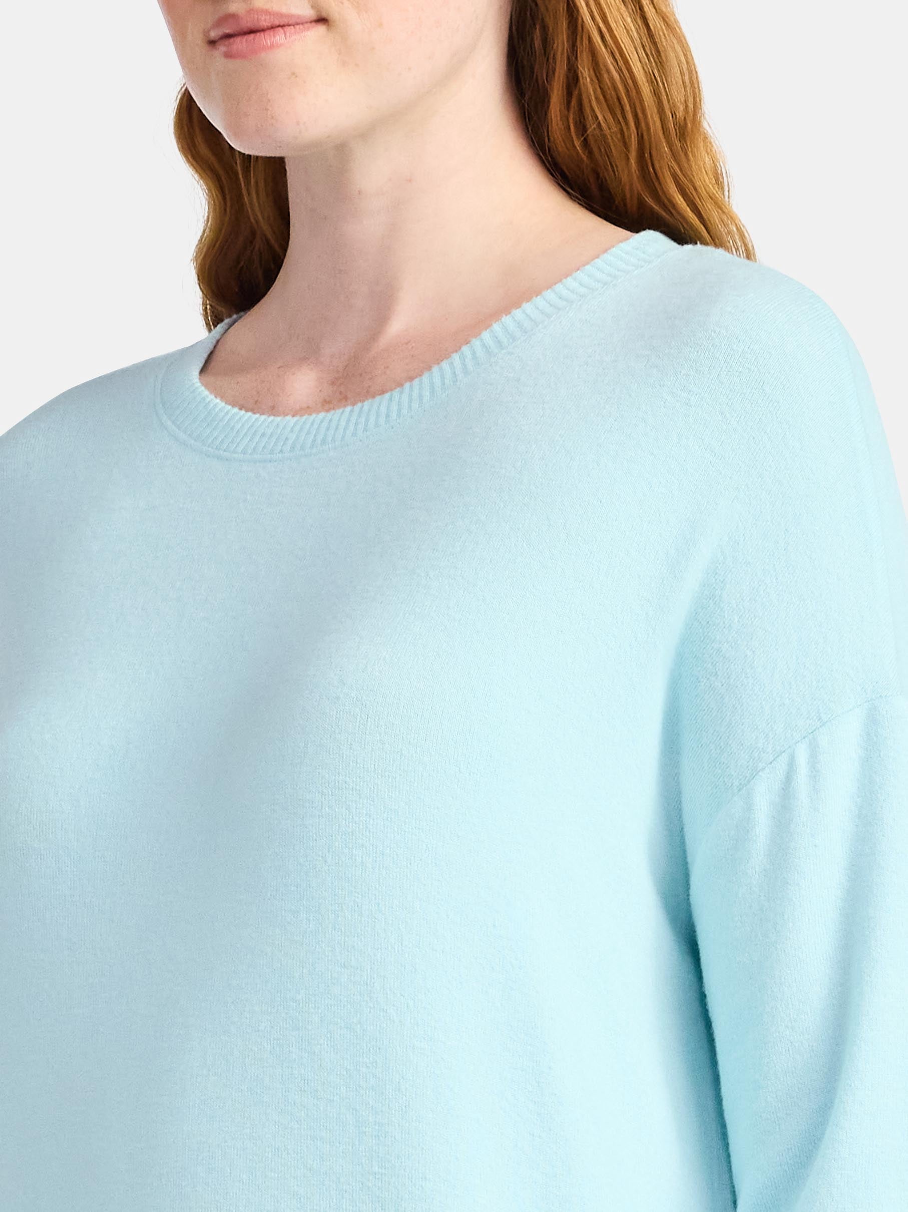 Time and Tru Women's Hacci Knit Tee with Long Sleeves, Sizes XS-XXXL