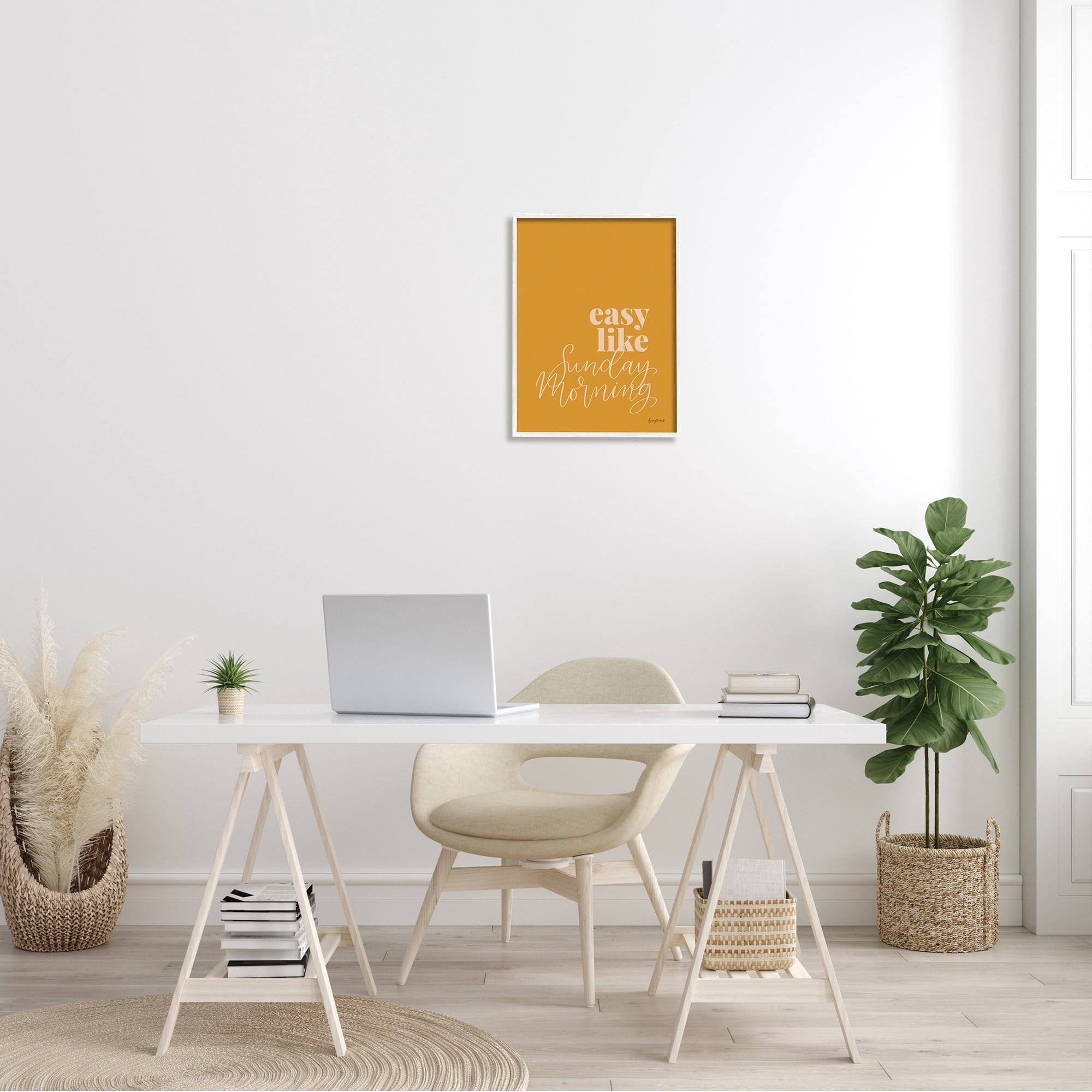 Stupell Industries Easy Like Sunday Morning Phrase Minimal Orange Pink, 16 x 20,Design by Becky Thorns