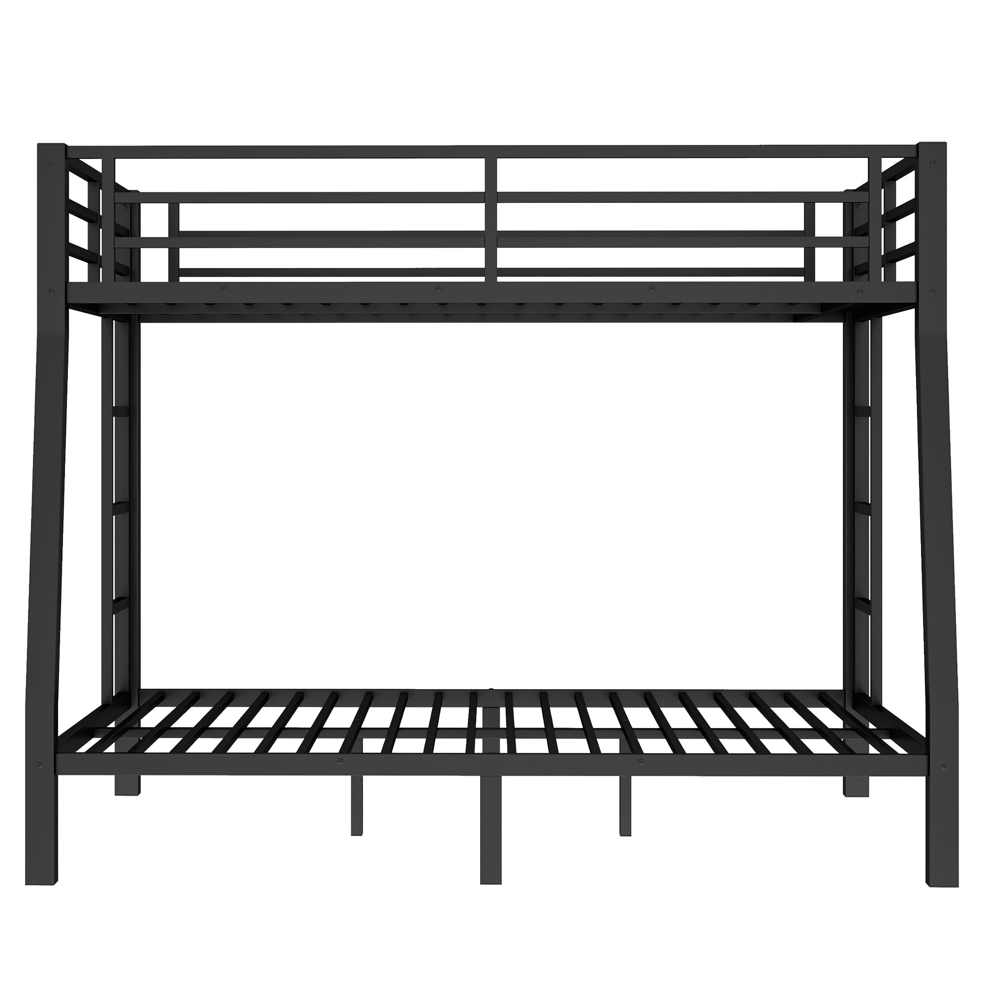 Mintazer Full XL Over Queen Metal Bunk Bed with Guardrails & 2 Ladders and Under-Bed Storage for Teens Adults Bedroom, Black