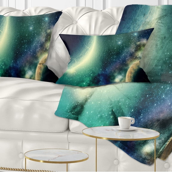 Designart Two Planets - Abstract Throw Pillow - 12x20