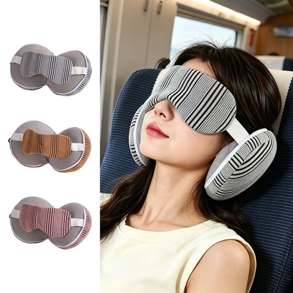 Travel Neck Pillow Eye Mask 2 In 1, Memory Foam U Shaped Cervical Pillow with Shading Sleep Mask Portable Ergonomic Support for Airplane Car Office Home Nap