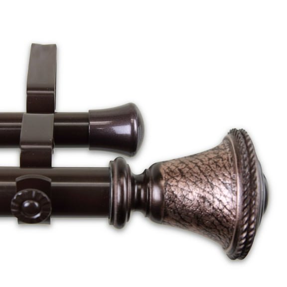 Contemporary Home Living 126" Bronze Solid Contemporary Double Curtain Rod