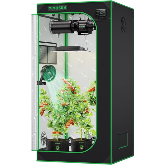 VIVOSUN S276 32"x32"x63" Grow Tent, High Reflective Mylar with Observation Window and Floor Tray for Hydroponics Indoor Plant for VS1500