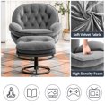 thumbnail image 4 of Velvet Swivel Accent Chair with Ottoman Set, Modern Lounge Chair with Footrest, Comfy Armchair with 360° Swiveling for Living Room, Bedroom, Reading Room, Home Office, Metal Base Frame, Gray, 4 of 7