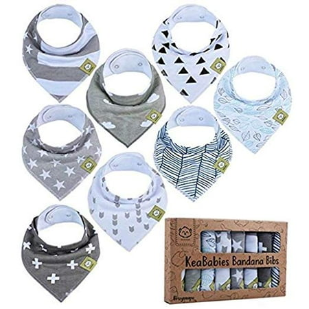 - Baby Bandana Drool Bibs - Bandana Bibs for Boys, Girls by KeaBabies- Super Absorbent Bandana Drool Bibs - Teething Bibs - Organic Cotton Baby Bibs for Infant, Toddler - 8 Pack Bibs Set (Grayscape)