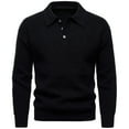 thumbnail image 2 of Mens Knit Sweater Coat Fall Winter Fashion Collar Long Sleeve Button Front Outerwear Casual Warm Yarn Textured Pullover Layering Piece, 2 of 4