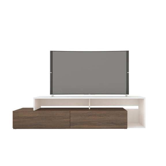 Nexera Tonik TV Stand for TVs up to 80 in Walnut & White