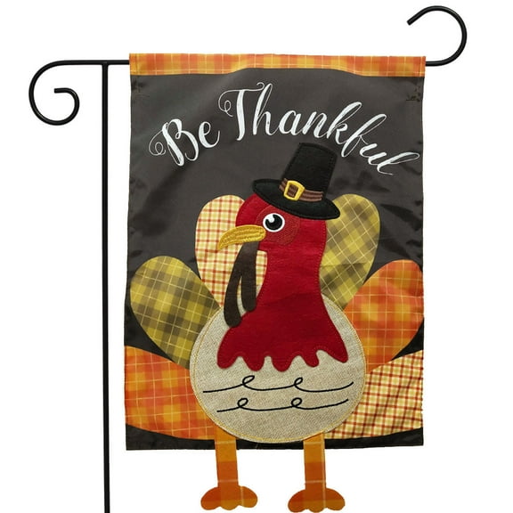 Briarwood Lane Colorful Turkey Thanksgiving Applique Garden Flag