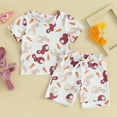 thumbnail image 2 of Bagilaanoe 2pcs Toddler Baby Girl Shorts Set Short Sleeve Print T Shirt Tops + Shorts 6M 12M 18M 24M 3T Kids Casual Summer Clothes, 2 of 8
