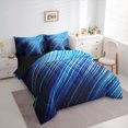 thumbnail image 3 of Manfei Retro Strieps Lines 7pcs Bedding Comforter Set,Modern Abstract Geometric Queen Bedding Sets,Blue Striped Queen Sheet Sets For Men Women,Ultra Soft Home Decor Reversible, 3 of 8