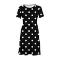 thumbnail image 4 of Sakmal Polka Dot Plus Size Summer Dresses Basic Loose Fit Short Sleeve Comfort Fit Black Long Sundress, 4 of 5