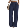 thumbnail image 5 of SWQZVT Women's Summer Palazzo Pants High Waisted Wide Leg Drawstring Flowy Beach Lounge Pants with Pockets, 5 of 8