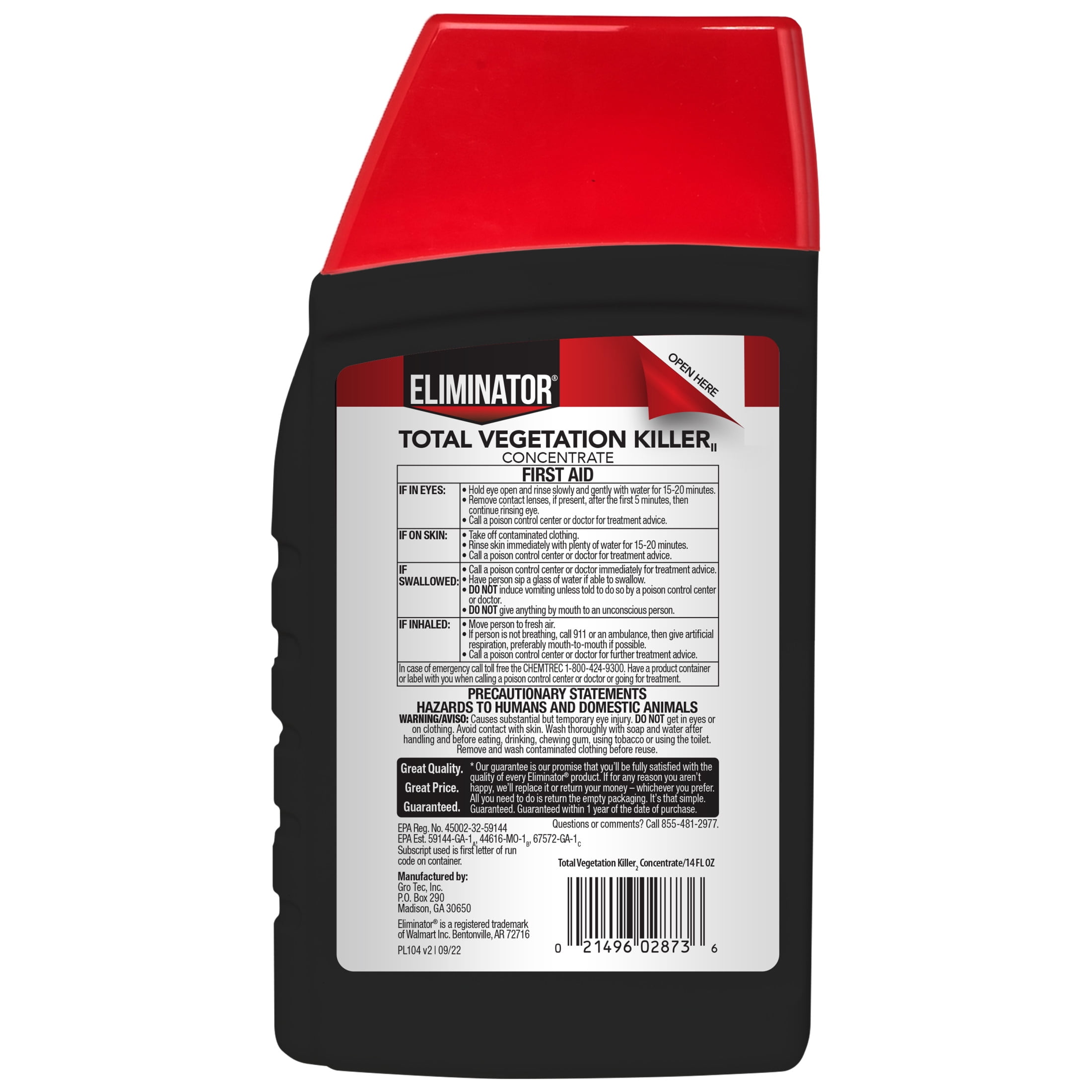 Eliminator Total Vegetation Killer II, Herbicide Concentrate, 14 fl oz, Covers up to 4,375 sq ft