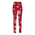 thumbnail image 4 of DeHolifer Christmas Leggings for Women Plus Size High Waist Workout Pants Tummy Control Printed Holiday Legging Tights Yoga Pants Wine S, 4 of 4