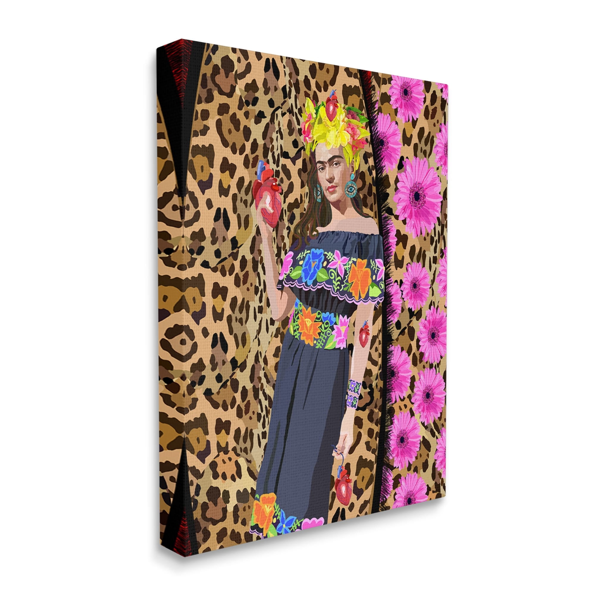 Stupell Industries Glamorous Frida Standing Leopard Pattern Bold Floral , 16 x 20, Design by Lynnda Rakos