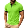 thumbnail image 6 of Men's Shirts, Mens Collared Shirts Short Sleeve Casual Golf Shirt Contrast Trim Button Placket Athletic Summer Work Top Travel Wear Green XL, 6 of 8