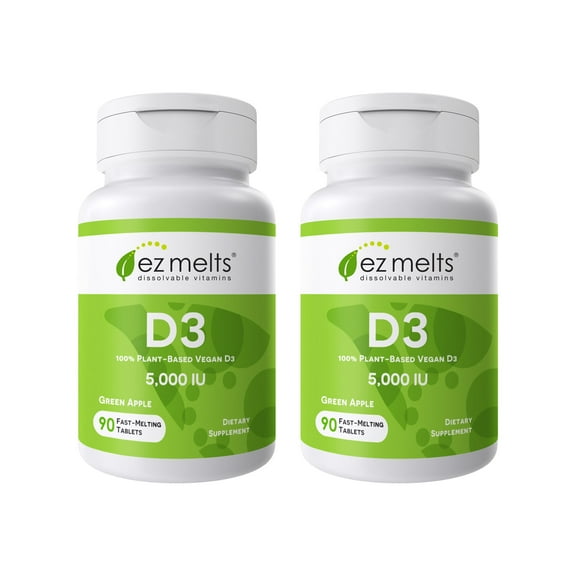 EZ Melts Dissolvable Vitamin D3 5,000 IU, Sugar-Free, 3-Month Supply - 2 Pack