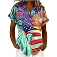 thumbnail image 2 of Mifsaly Short Sleeve Button Down Shirts for Women Lapel Collar V Neck Blouses Patriotic Hearts American Flag Print Independence Day Tops 2026 S, 2 of 6